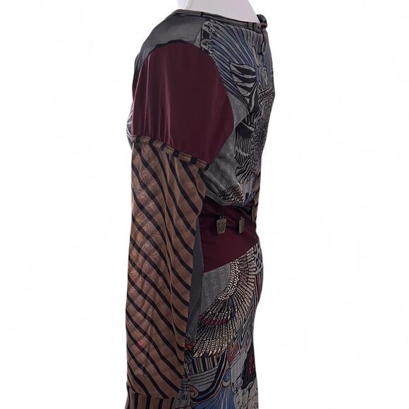 Save The Queen Midi Dress Long Sleeve Stretch Italy Boho Art Avant Grande - Picture 4 of 8